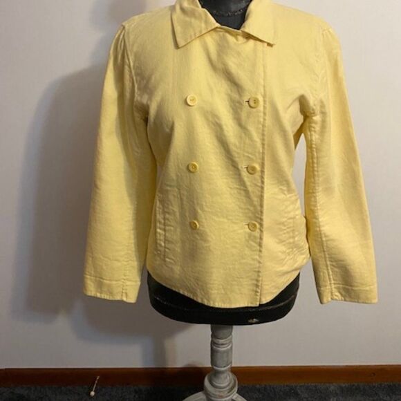Eileen Fisher Yellow double breasted jacket, size Large Petite - Picture 1 of 3